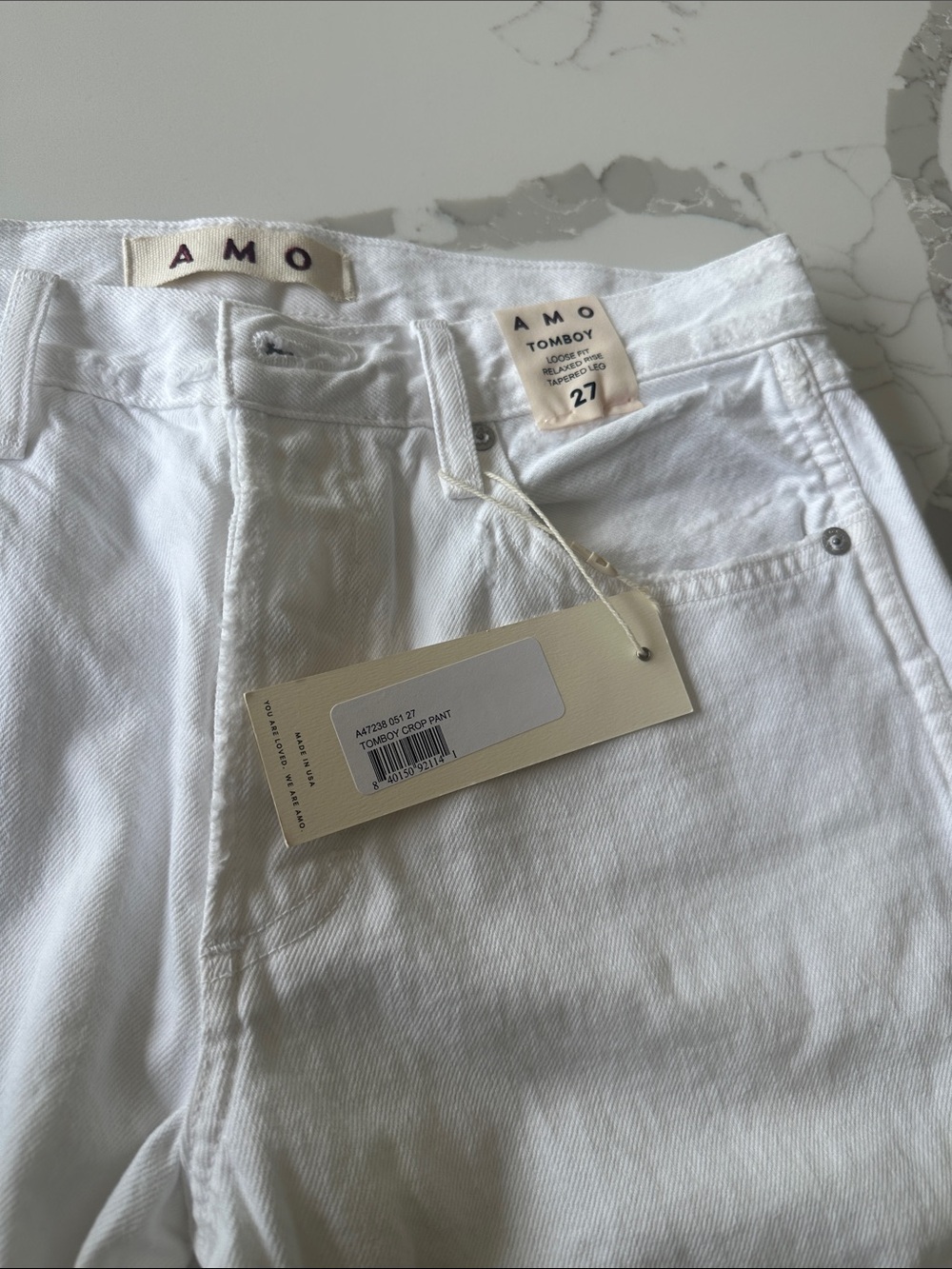 AMO White Tomboy Straight Jeans